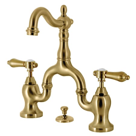 Kingston Brass Bridge Bathroom Faucet with Brass Pop-Up, Brushed Brass KS7977BAL